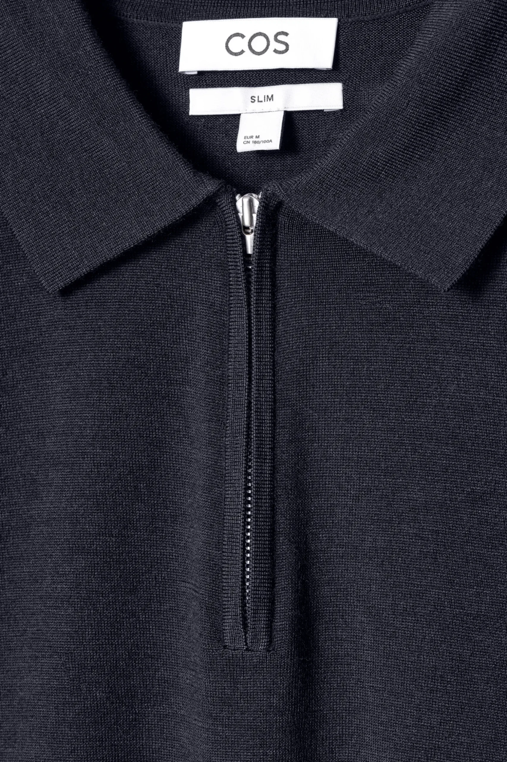 New COS KOSZULKA POLO Z WEŁNY MERINO Granatowy