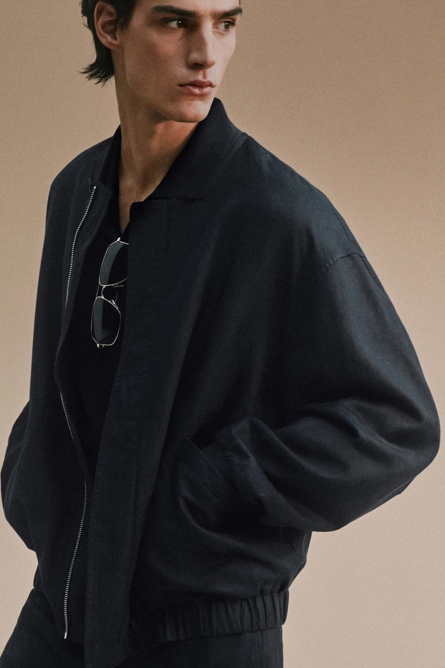 Fashion COS KURTKA BOMBERKA Z LNEM Indygo