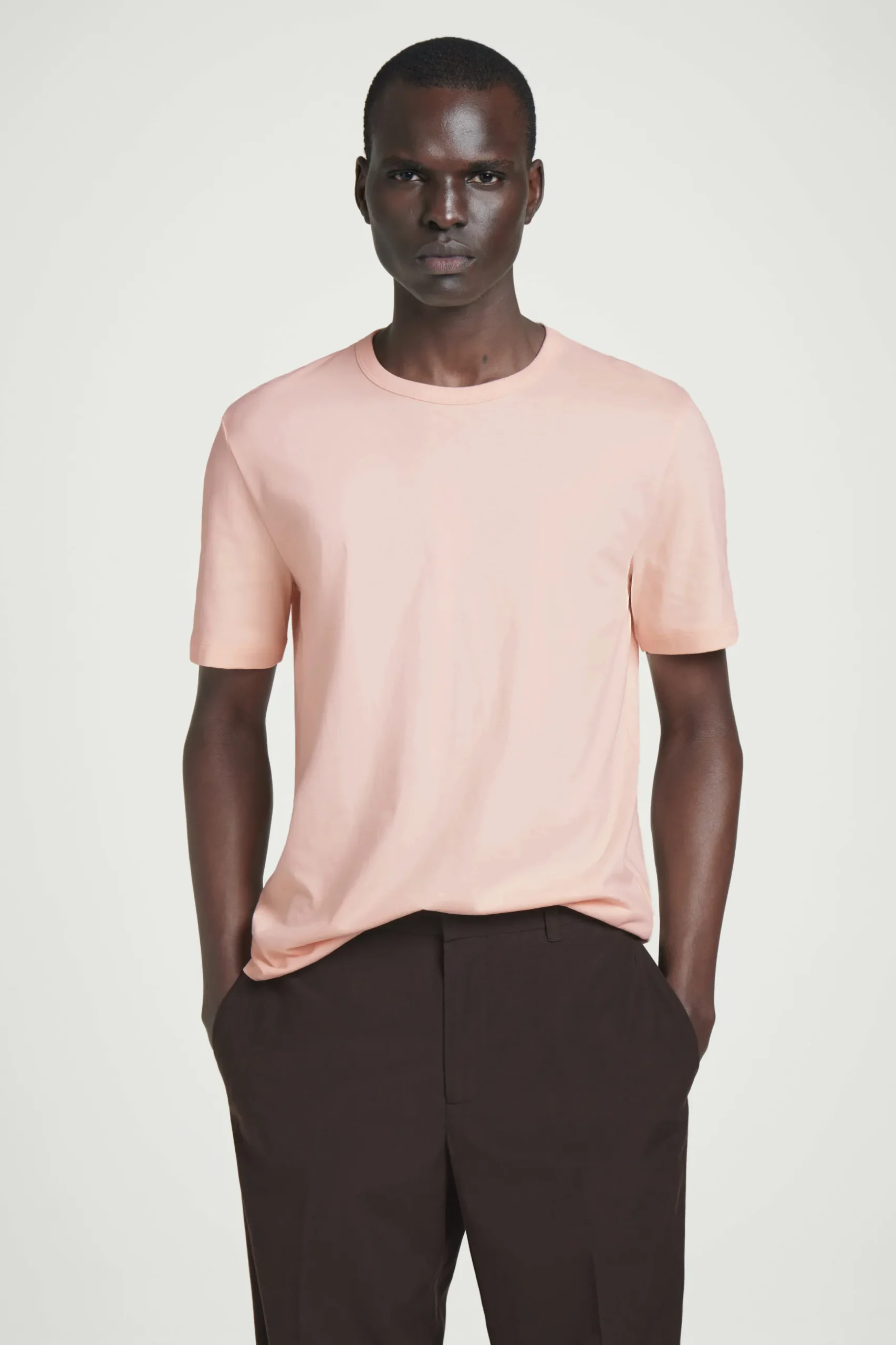 Fashion COS LEKKI T-SHIRT ZE SZCZOTKOWANEJ BAWEŁNY Morelowy