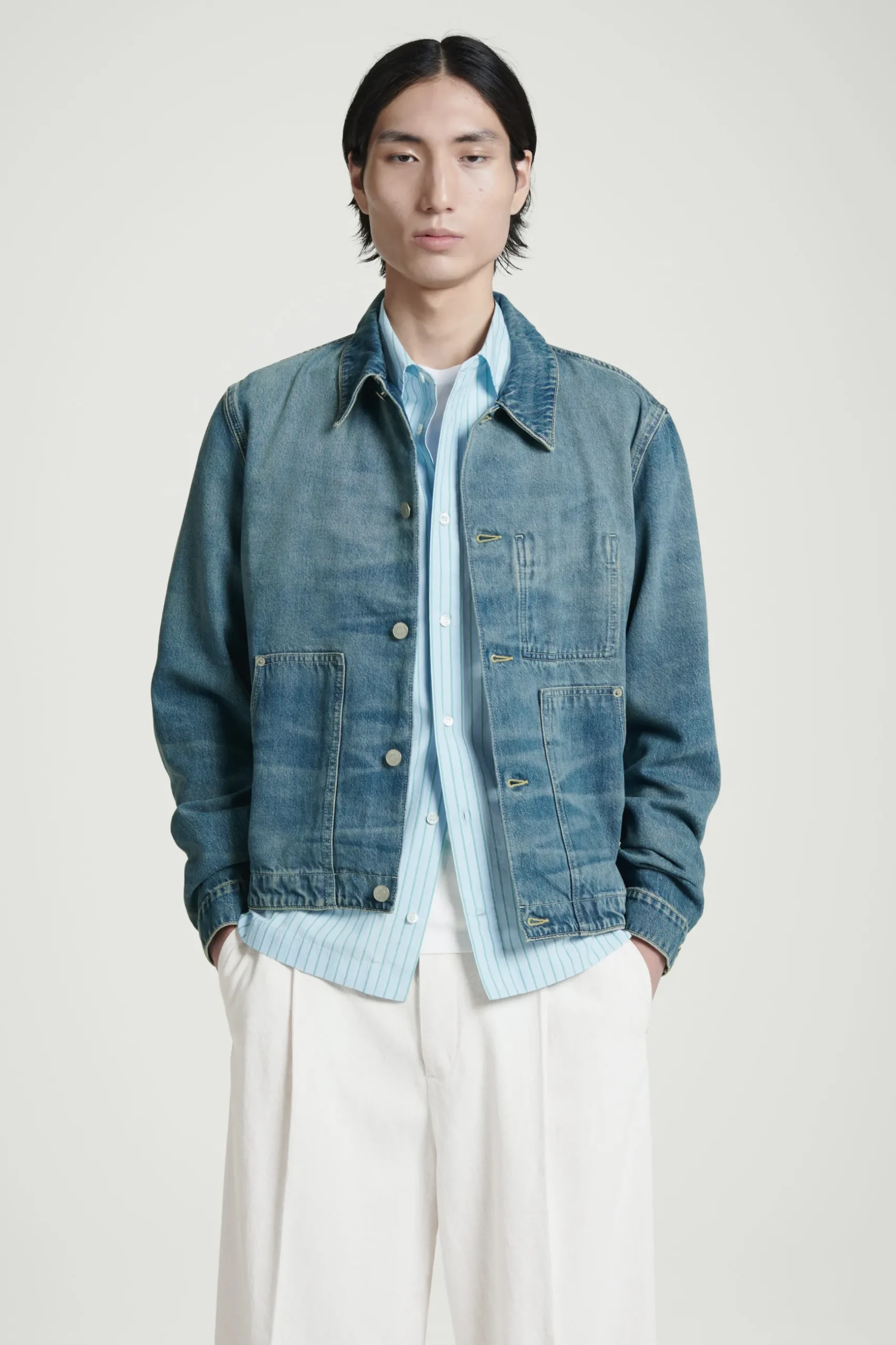 Fashion COS LUŹNA KURTKA JEANSOWA Spranyniebieski