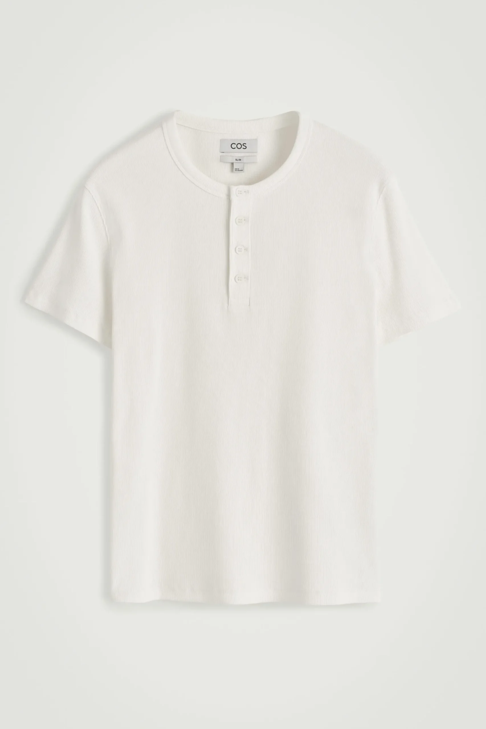 Clearance COS PRĄŻKOWANA KOSZULKA HENLEY Biały