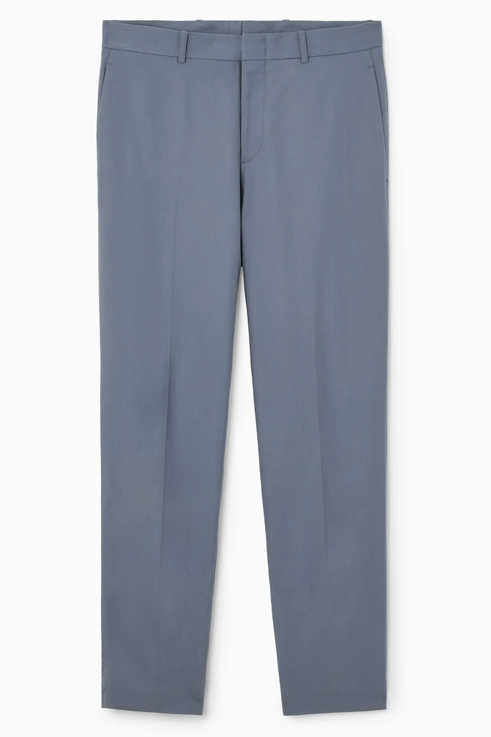 Fashion COS PROSTE ZWĘŻANE SPODNIE Z DIAGONALU – REGULAR FIT Niebieski