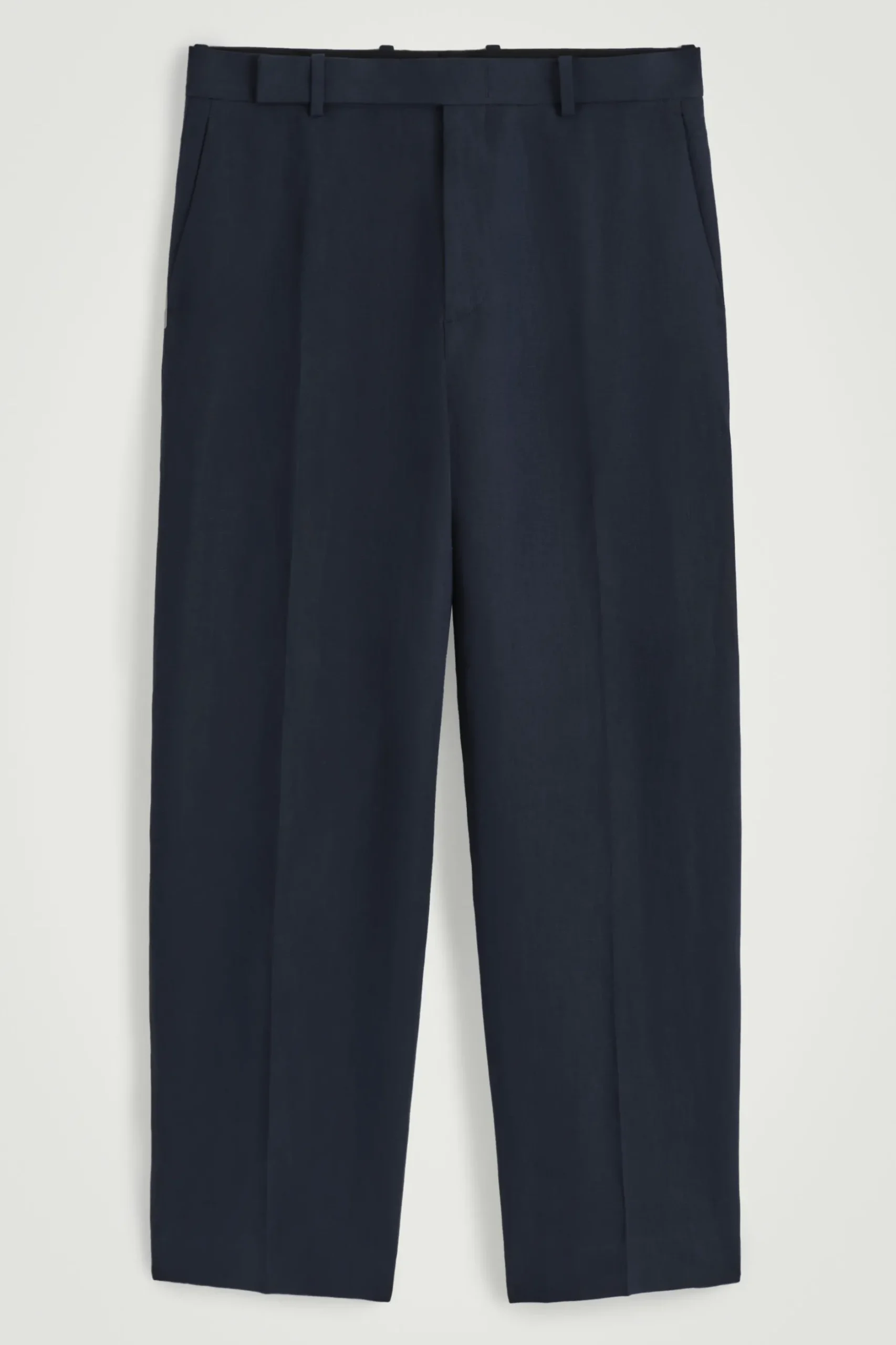 New COS RELAXED LINEN STRAIGHTLEG TROUSERS Granatowy