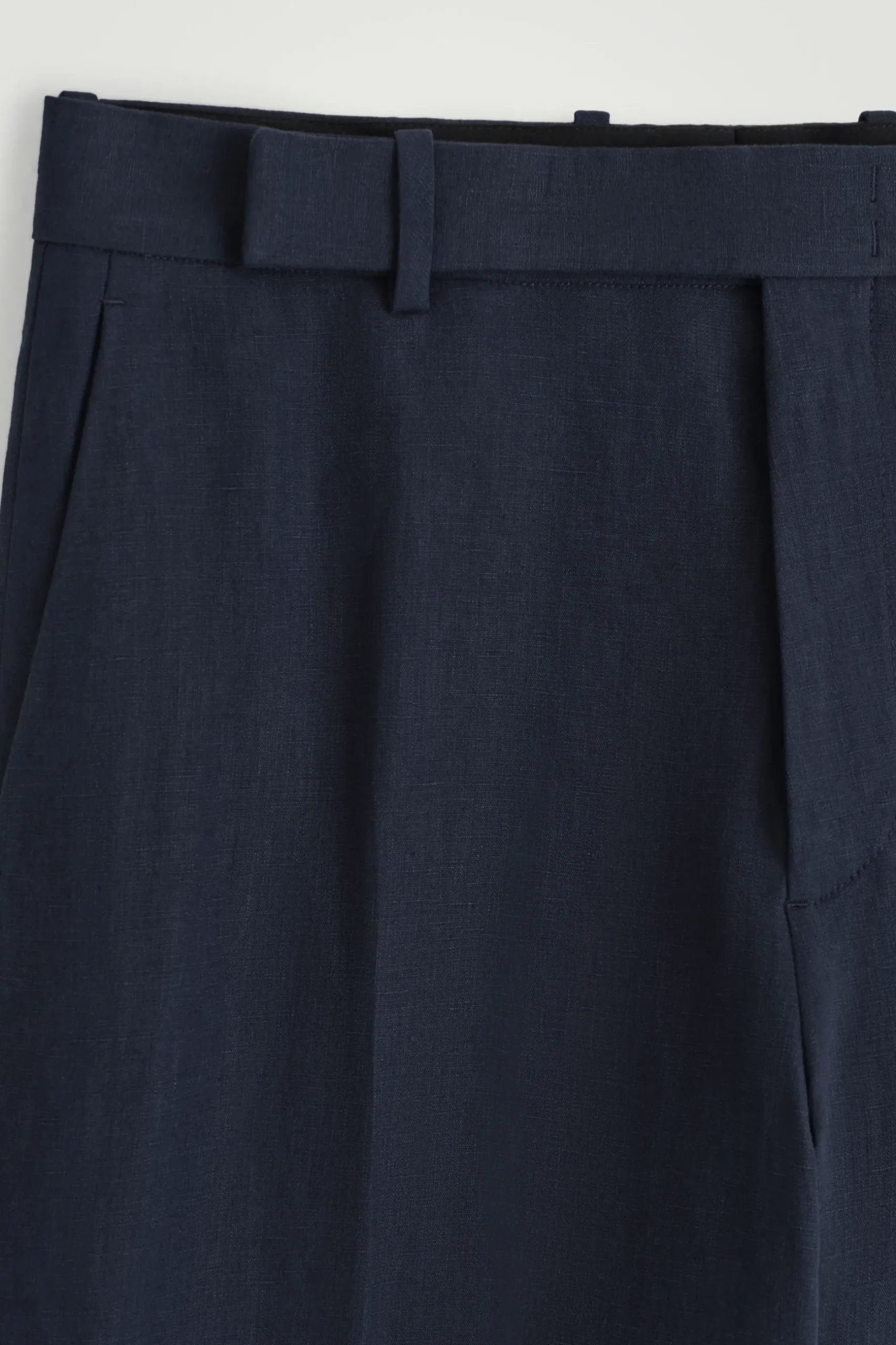 New COS RELAXED LINEN STRAIGHTLEG TROUSERS Granatowy