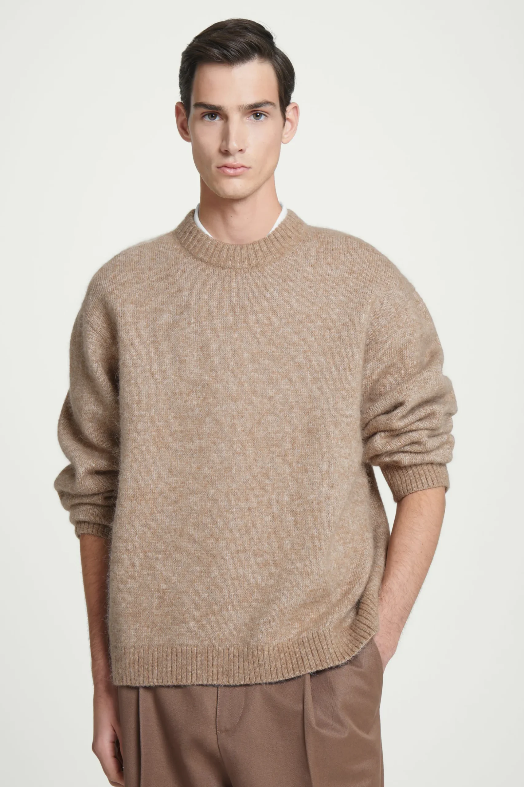 Hot COS SWETER OVERSIZE Z WEŁNĄ Z ALPAKI Beżowymelanż