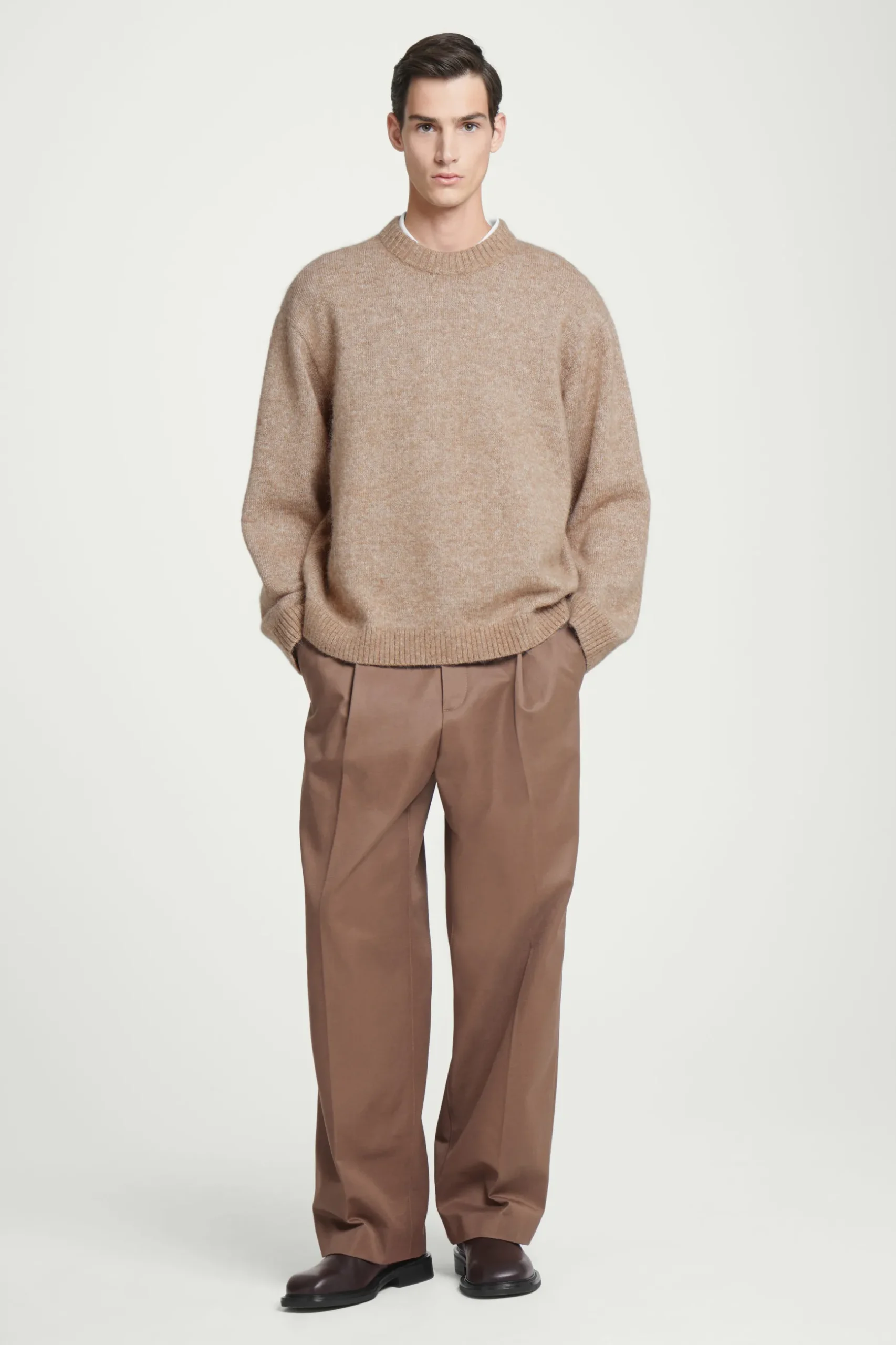 Hot COS SWETER OVERSIZE Z WEŁNĄ Z ALPAKI Beżowymelanż