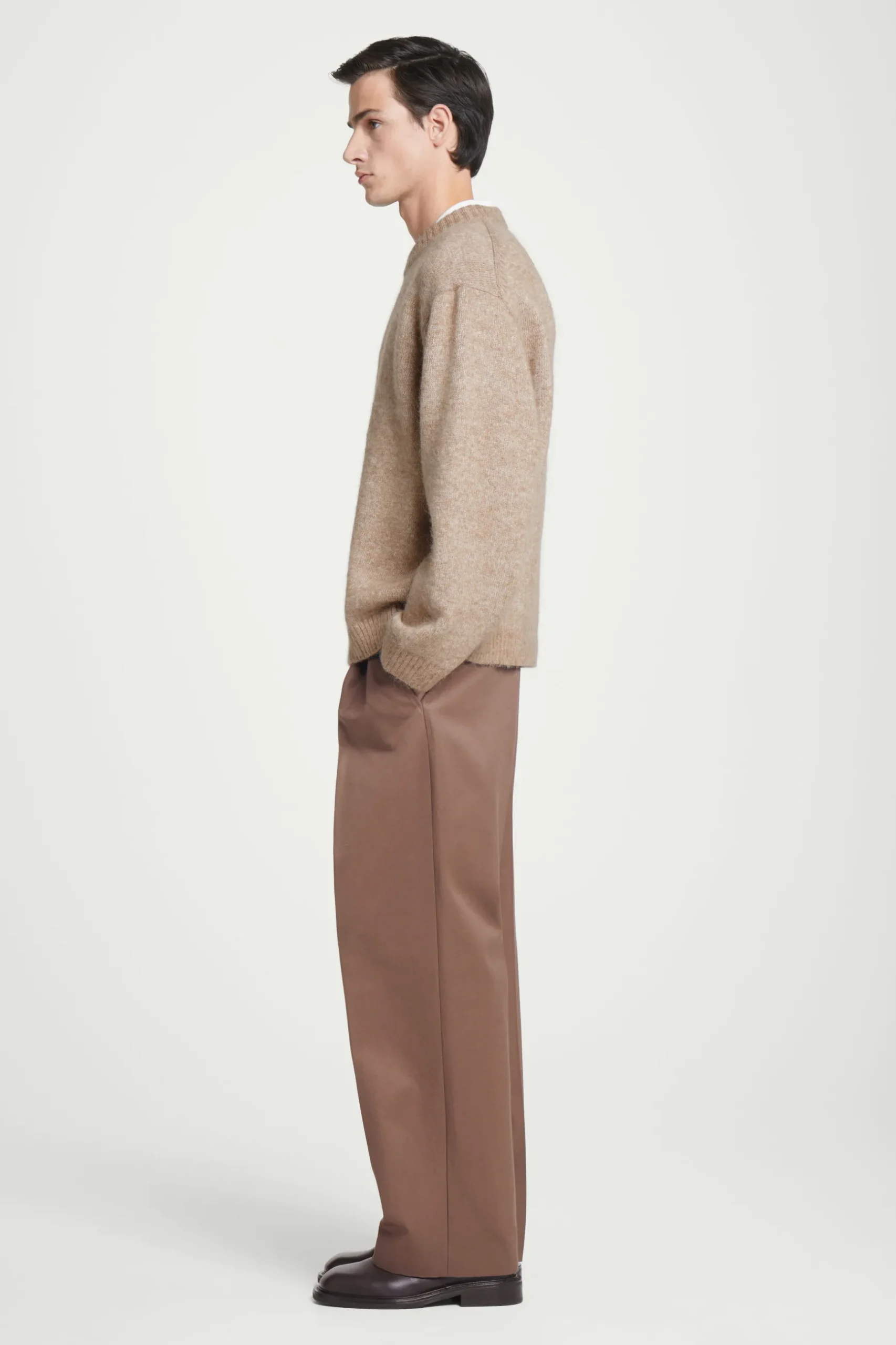Hot COS SWETER OVERSIZE Z WEŁNĄ Z ALPAKI Beżowymelanż