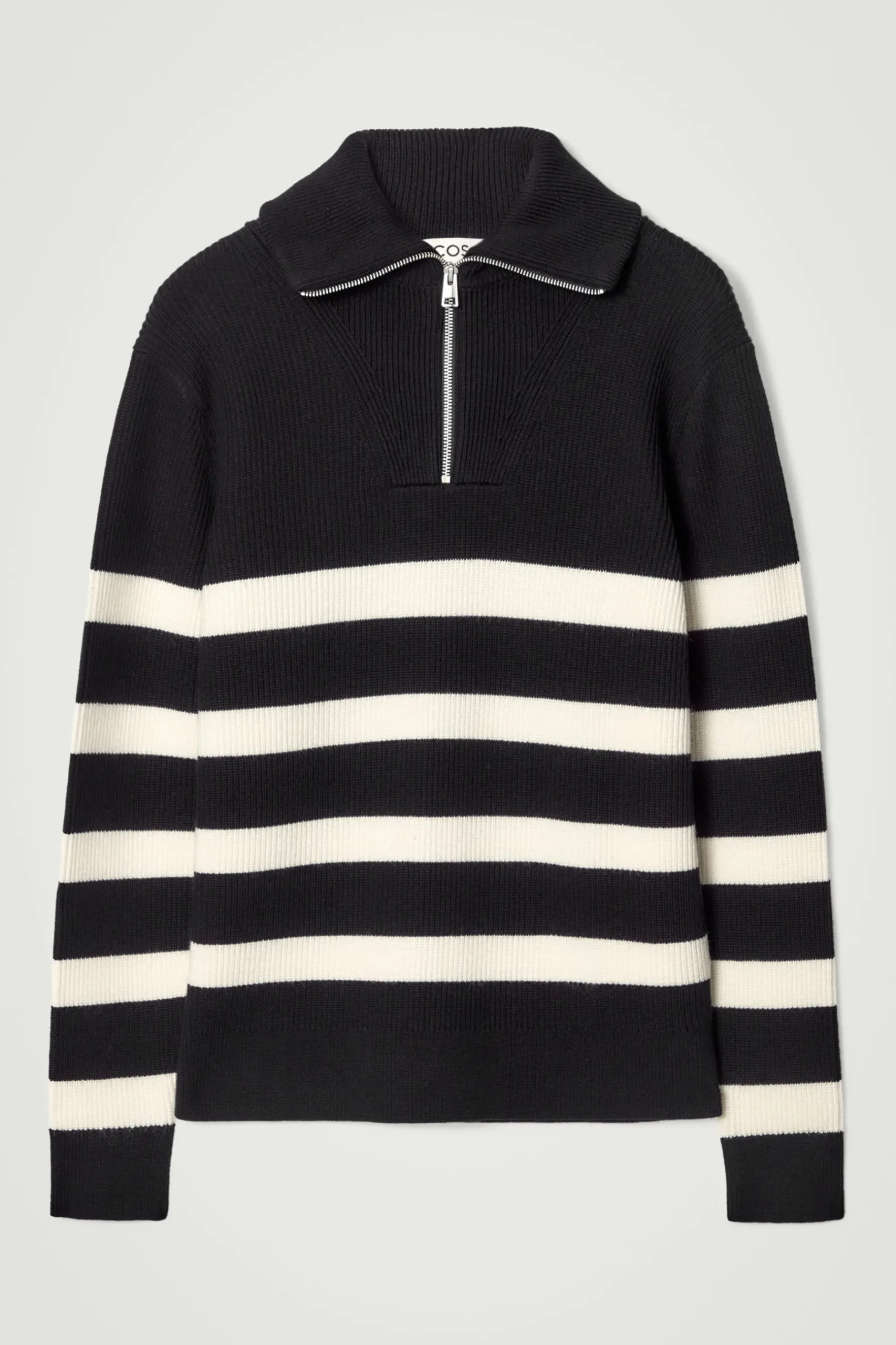 Fashion COS SWETER Z WEŁNY I BAWEŁNY Z KRÓTKIM SUWAKIEM