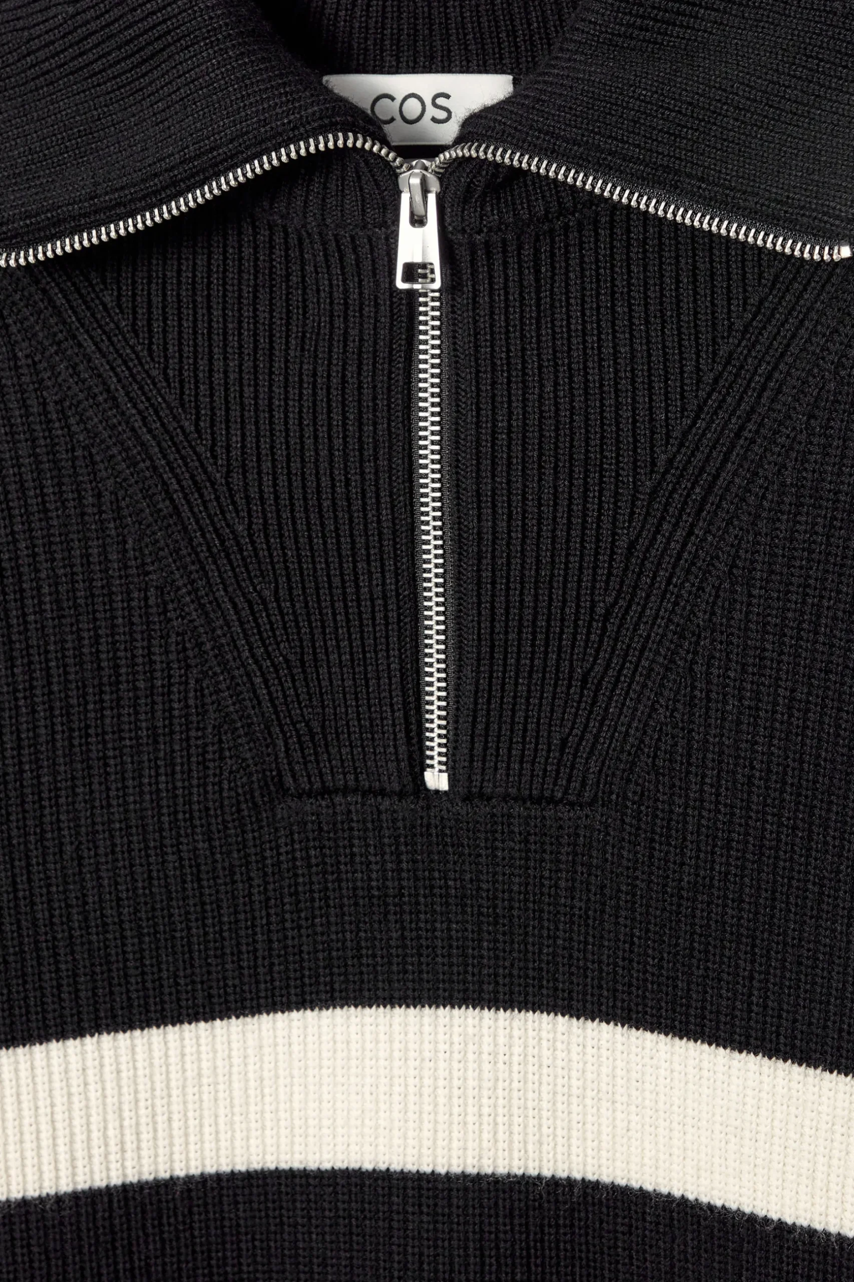 Fashion COS SWETER Z WEŁNY I BAWEŁNY Z KRÓTKIM SUWAKIEM