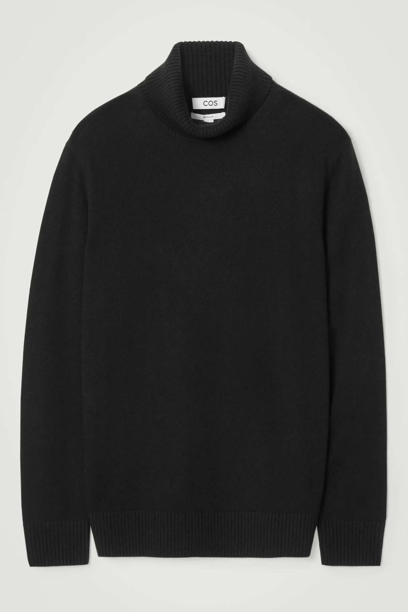 New COS SWETER Z WEŁNY I KASZMIRU Z WYWIJANYM GOLFEM Czarny
