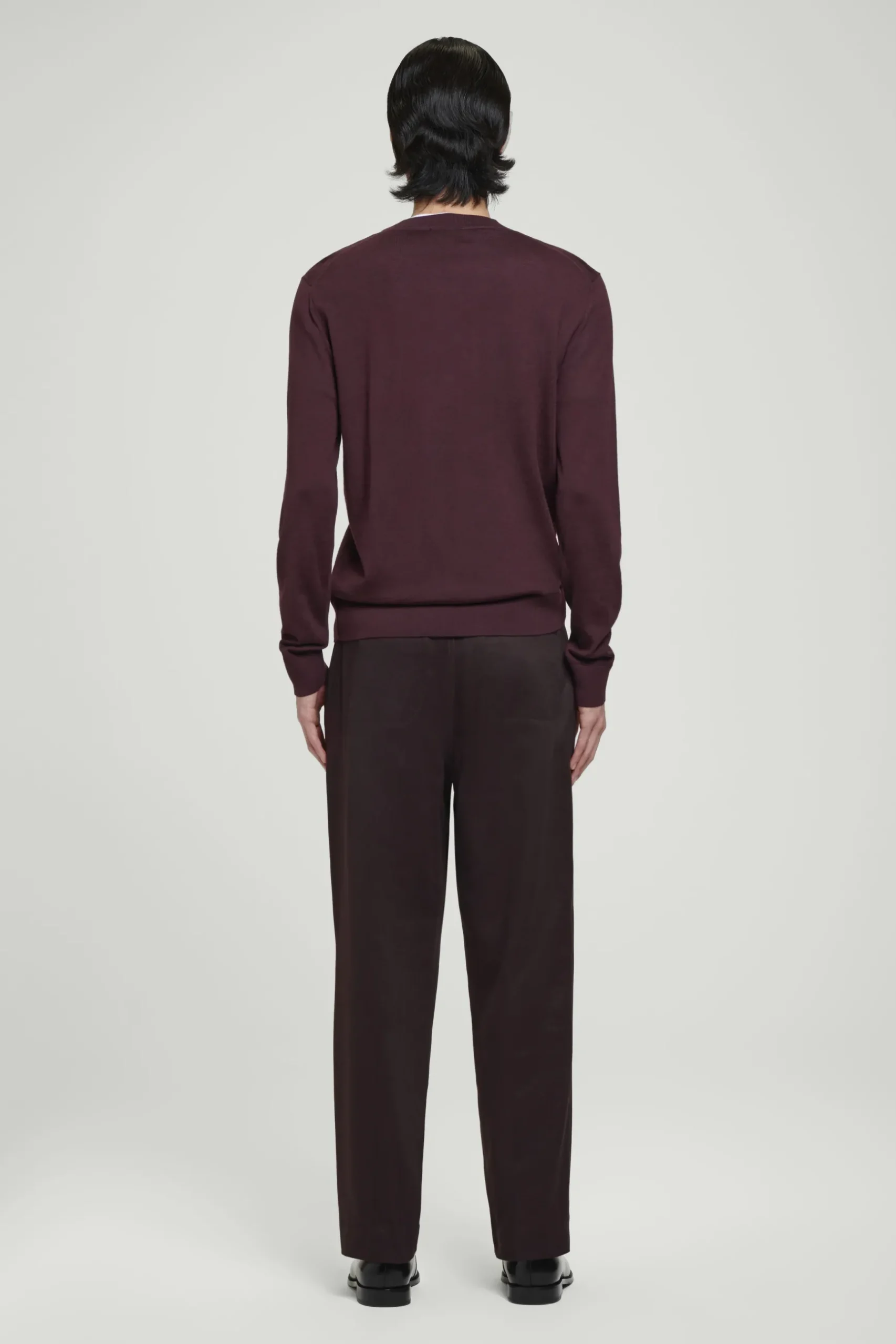Discount COS SWETER Z WEŁNY MERINO – SLIM FIT Burgundowy