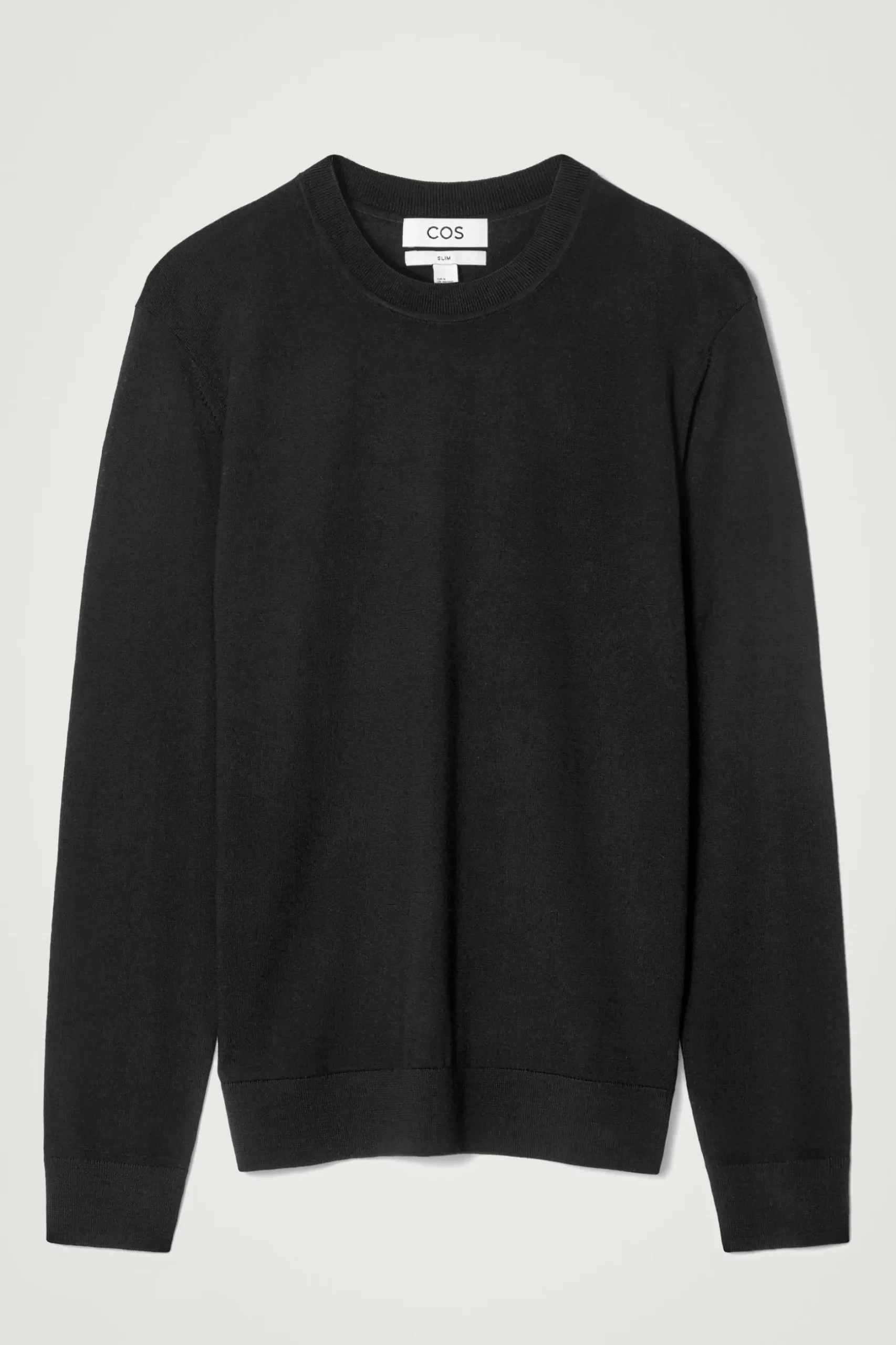 Discount COS SWETER Z WEŁNY MERINO – SLIM FIT Czarny