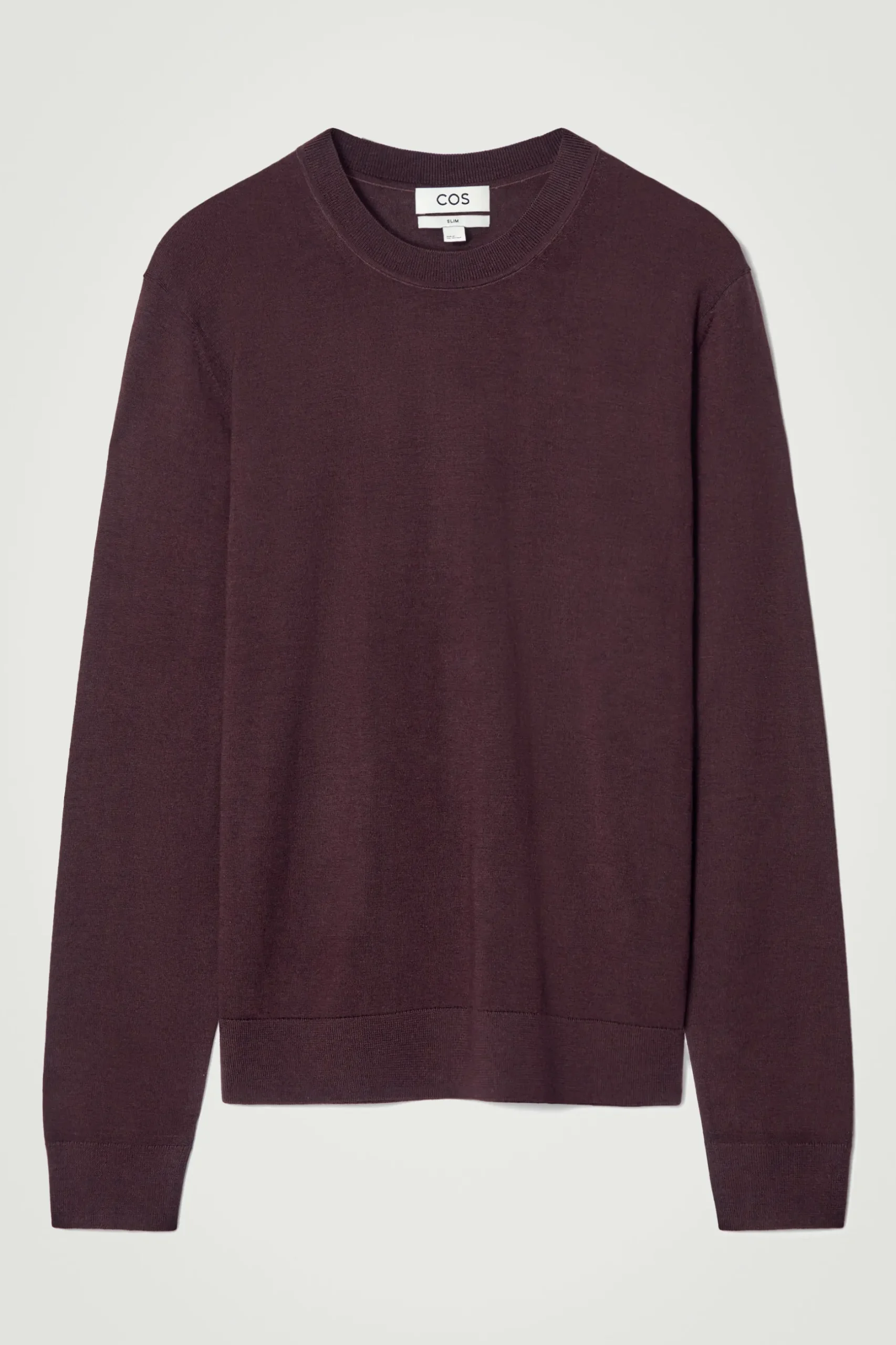Discount COS SWETER Z WEŁNY MERINO – SLIM FIT Burgundowy