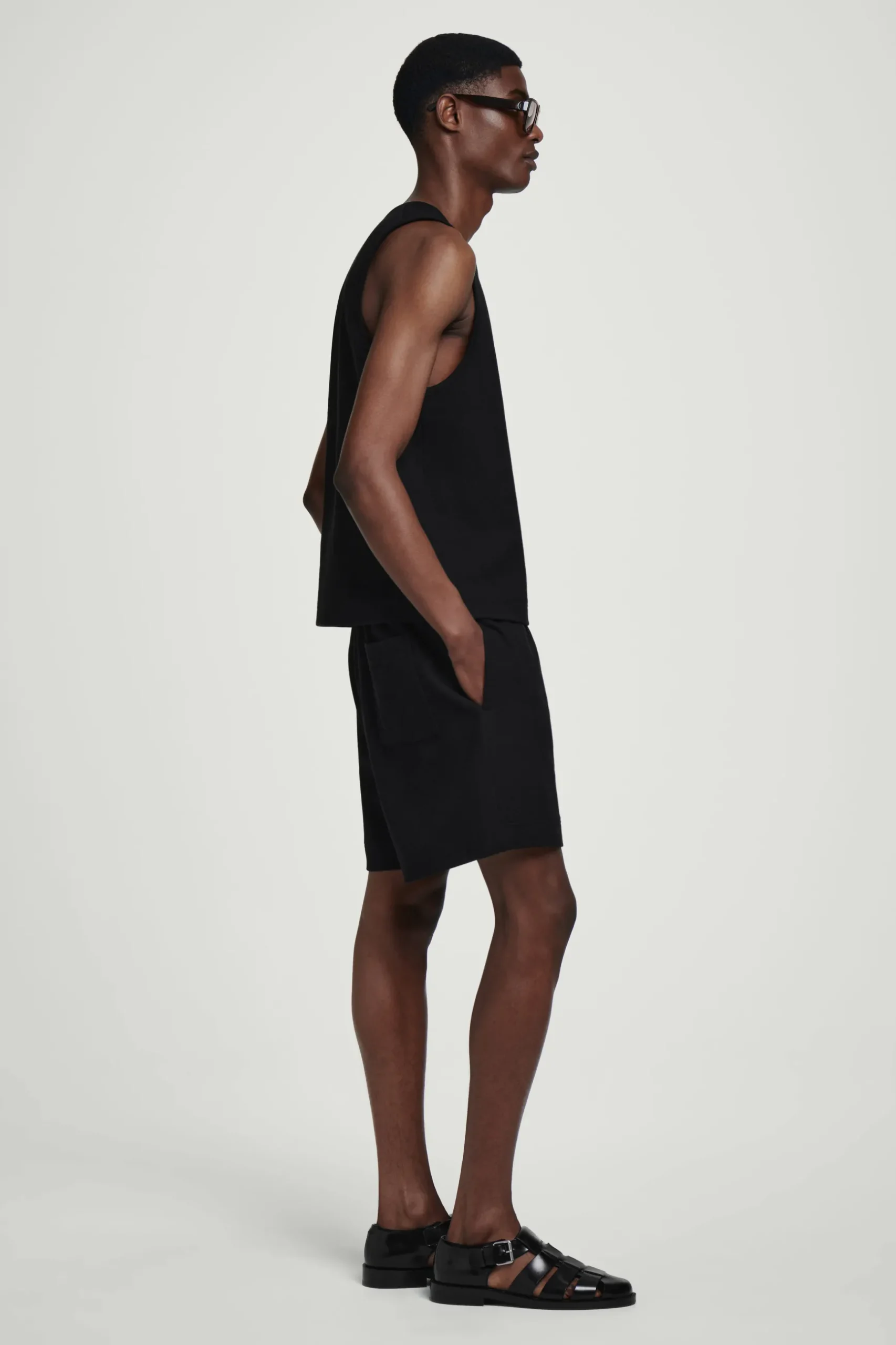 New COS TEXTURED COTTONJERSEY TANK TOP Czarny