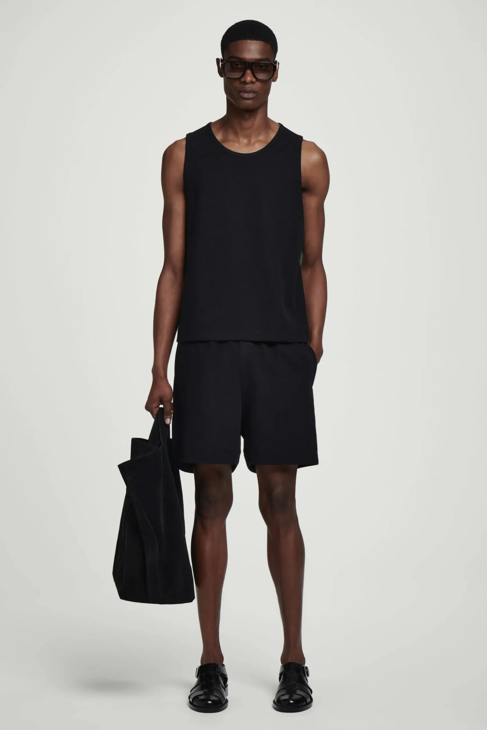 New COS TEXTURED COTTONJERSEY TANK TOP Czarny