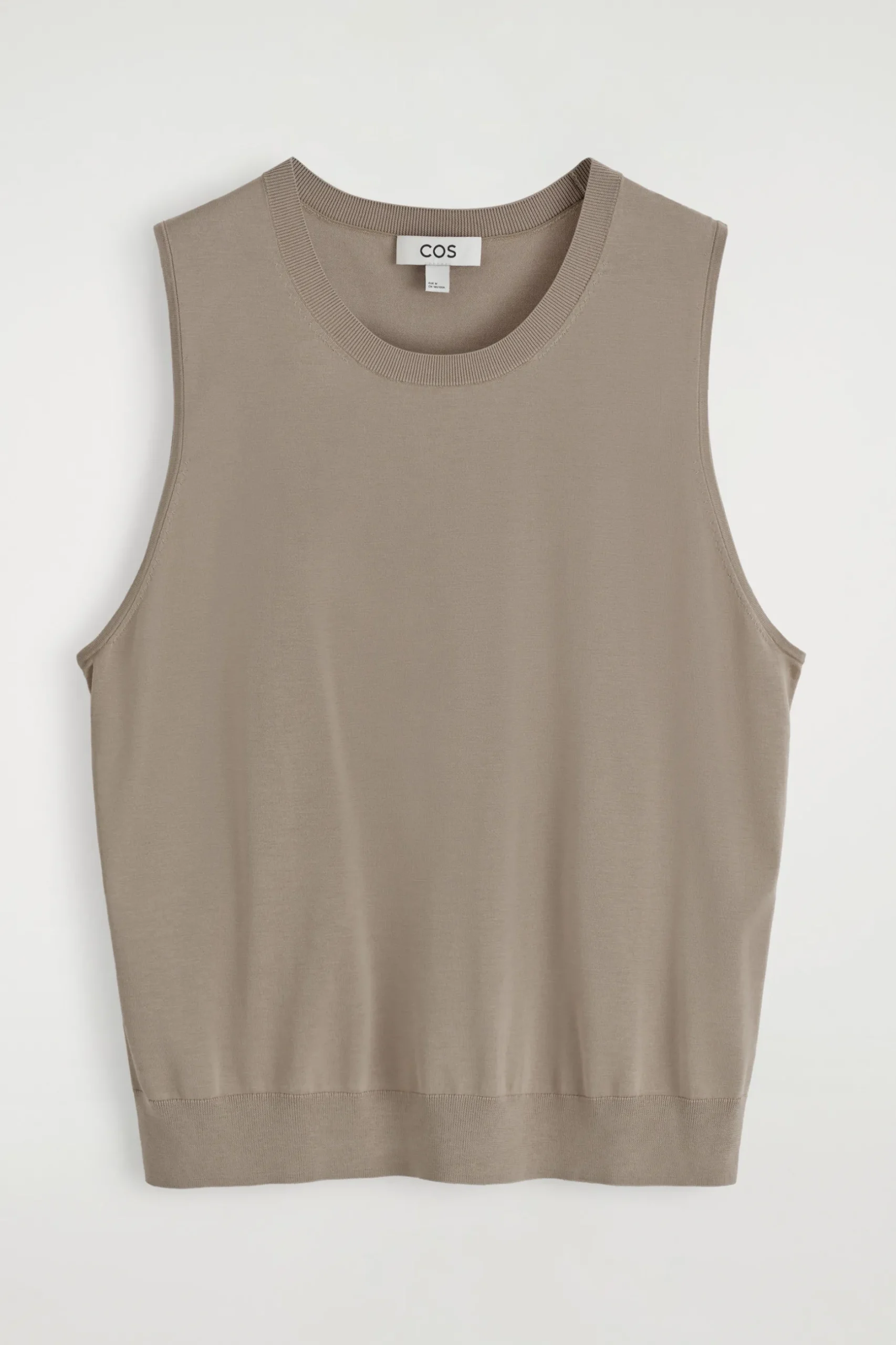 New COS TOP BEZ RĘKAWÓW Z JEDWABIEM – RELAXED FIT Szarobrązowy