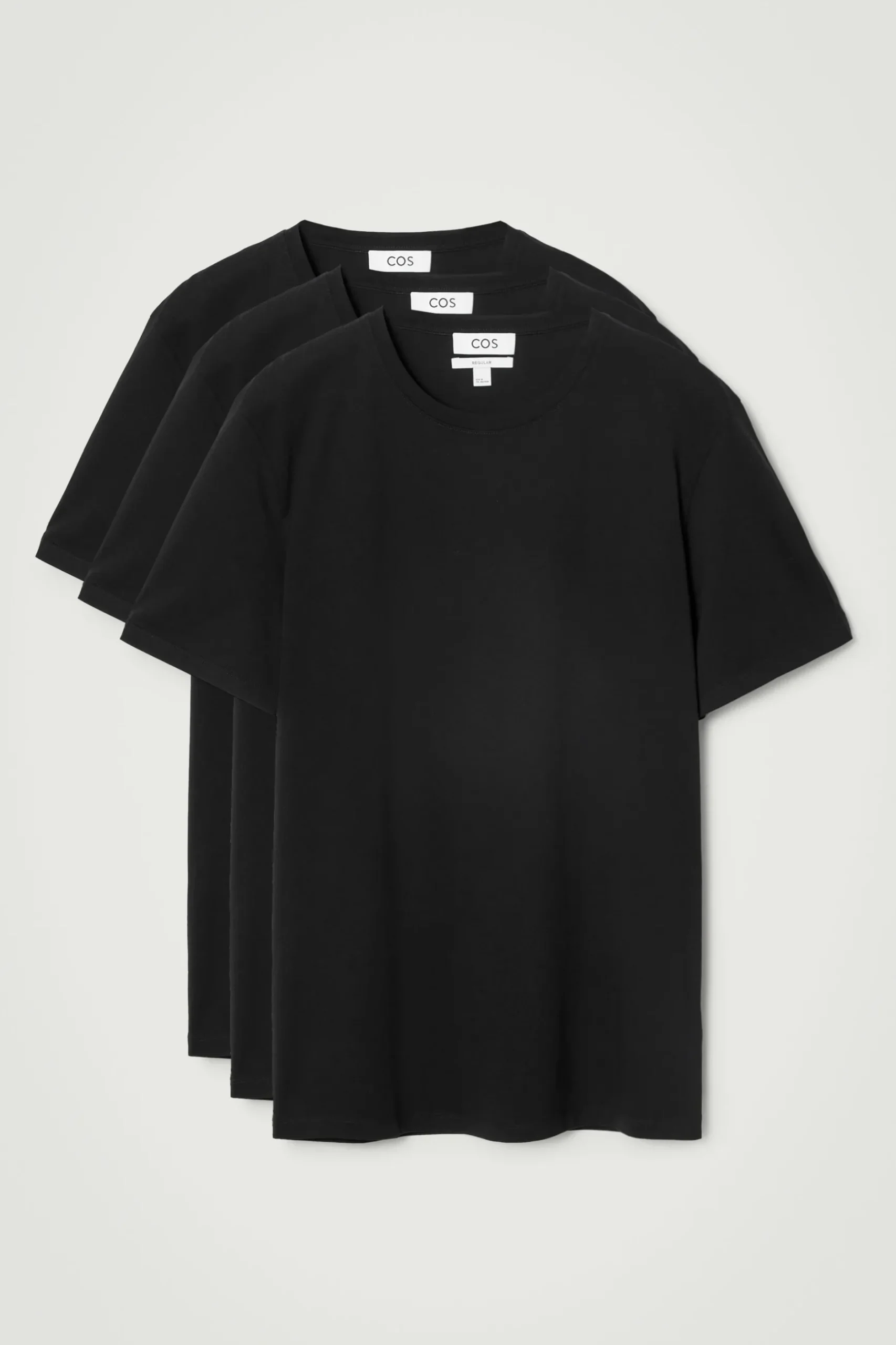 Hot COS TRÓJPAK BAWEŁNIANYCH T-SHIRTÓW – REGULAR FIT Czarny