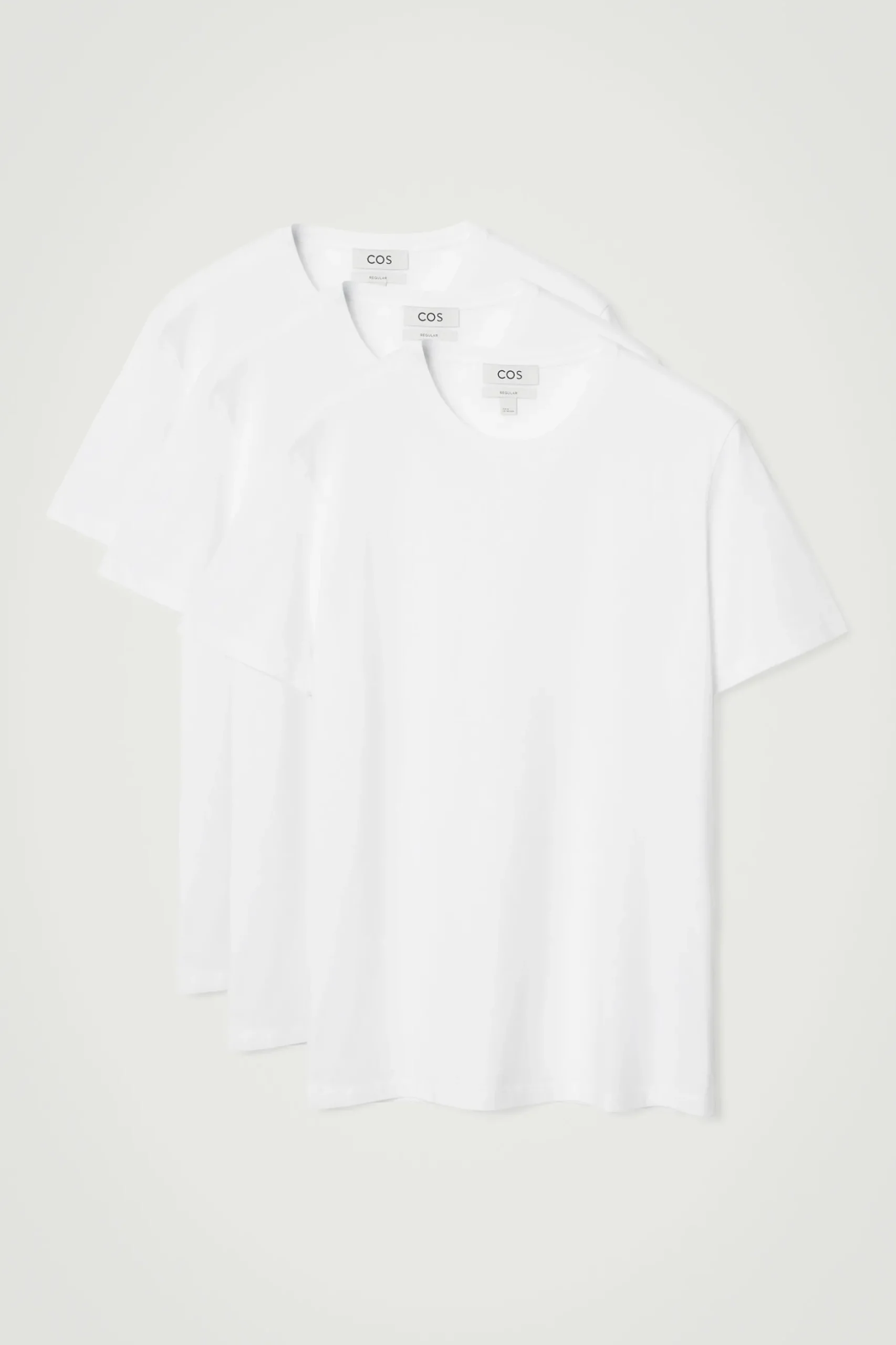 Fashion COS TRÓJPAK BAWEŁNIANYCH T-SHIRTÓW – REGULAR FIT Biały