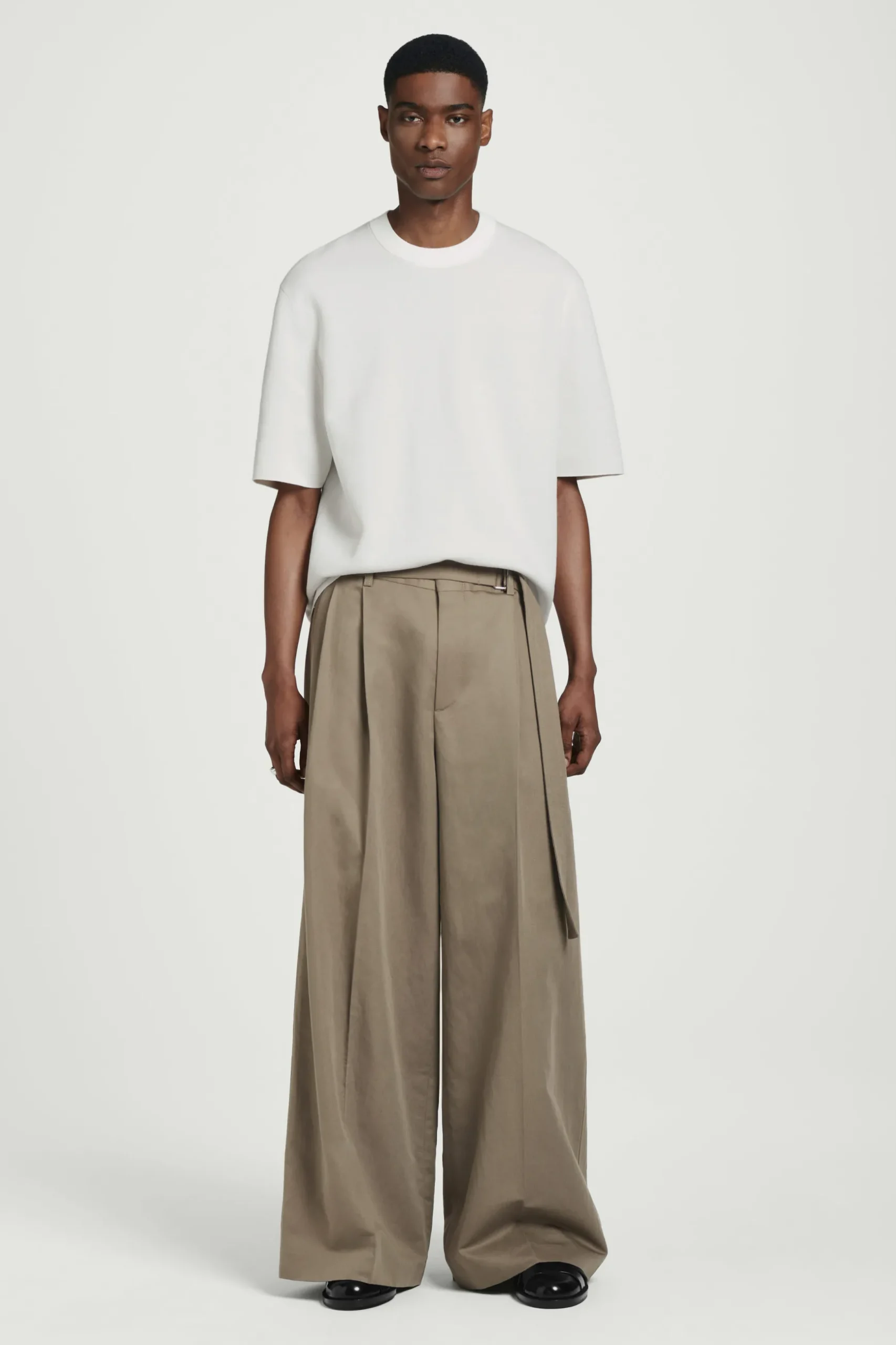 New COS T-SHIRT Z DWUSTRONNEJ DZIANINY – RELAXED FIT Biały