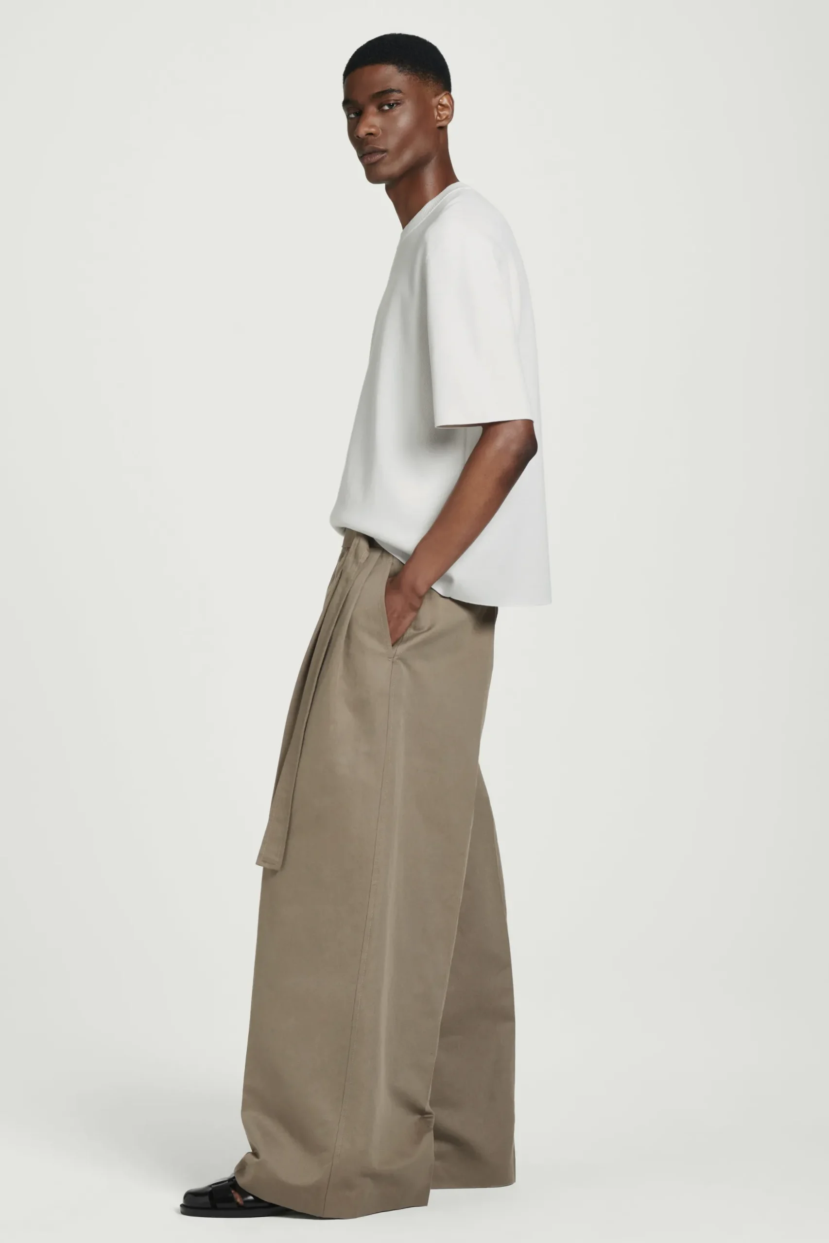 New COS T-SHIRT Z DWUSTRONNEJ DZIANINY – RELAXED FIT Biały