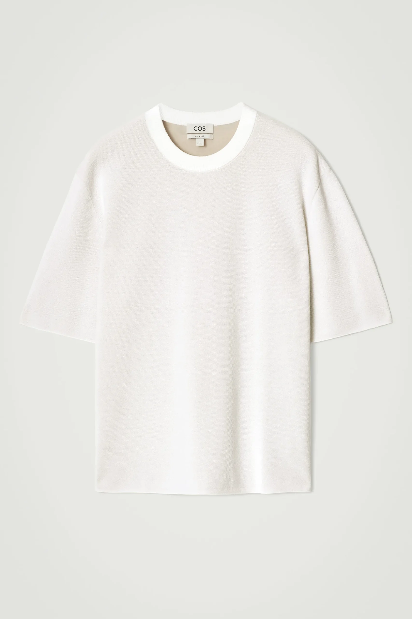 New COS T-SHIRT Z DWUSTRONNEJ DZIANINY – RELAXED FIT Biały