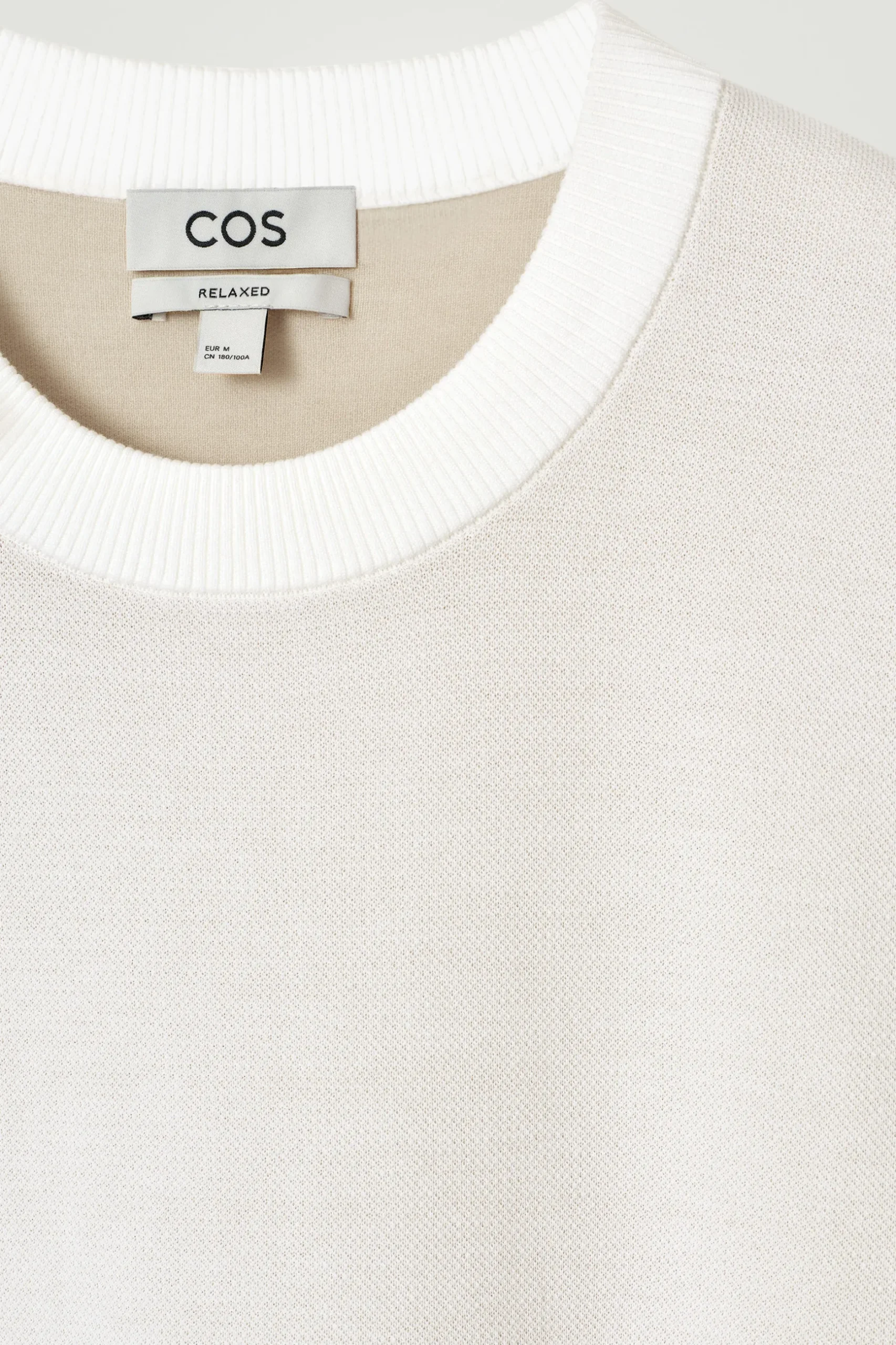 New COS T-SHIRT Z DWUSTRONNEJ DZIANINY – RELAXED FIT Biały