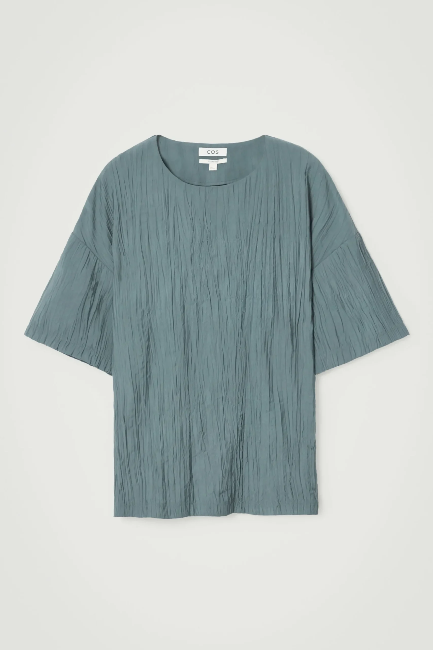Clearance COS T-SHIRT Z MARSZCZONEGO MATERIAŁU – OVERSIZED FIT Niebieski