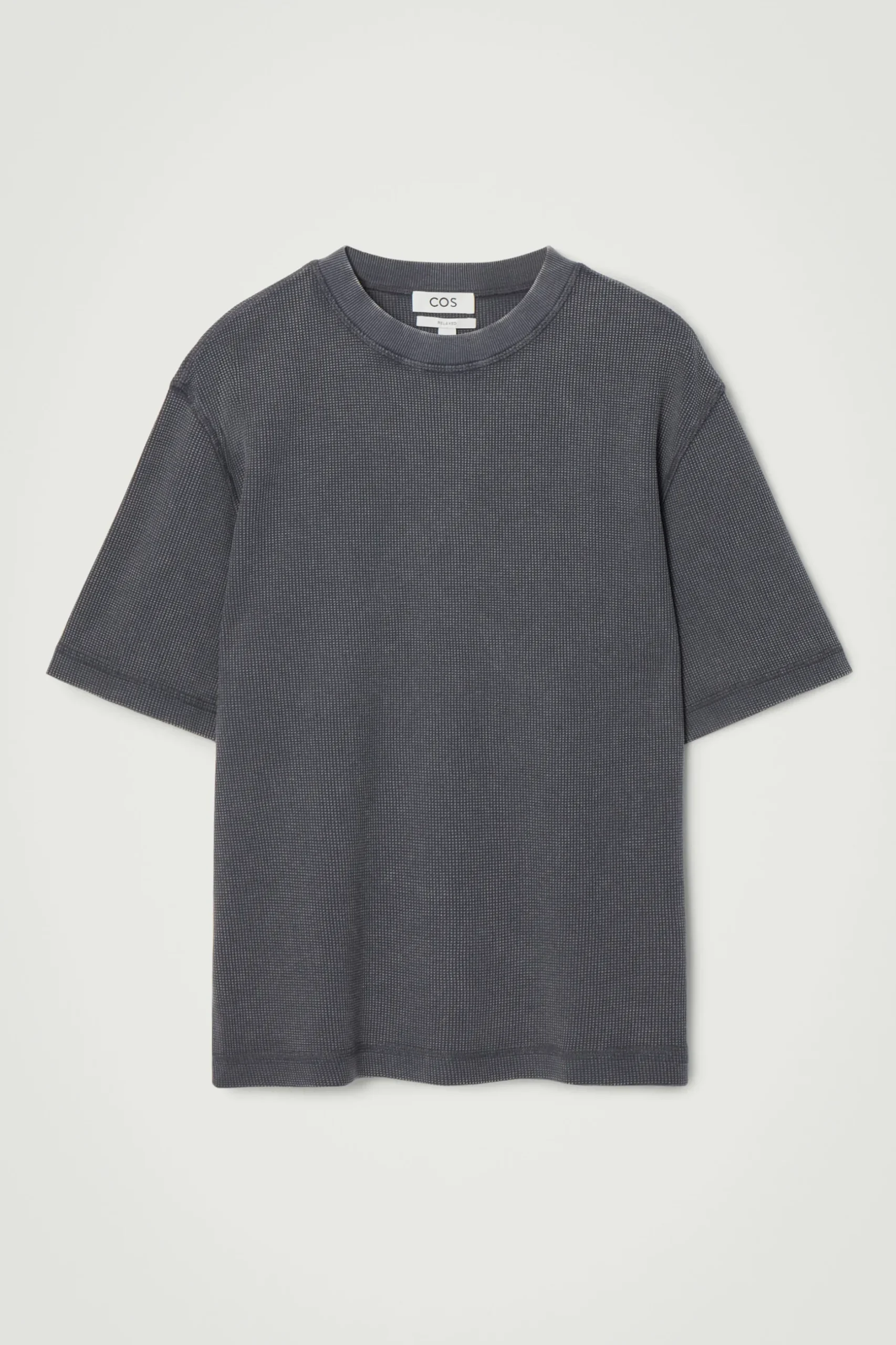 New COS T-SHIRT Z WAFLOWEGO DŻERSEJU – RELAXED FIT Granatowy
