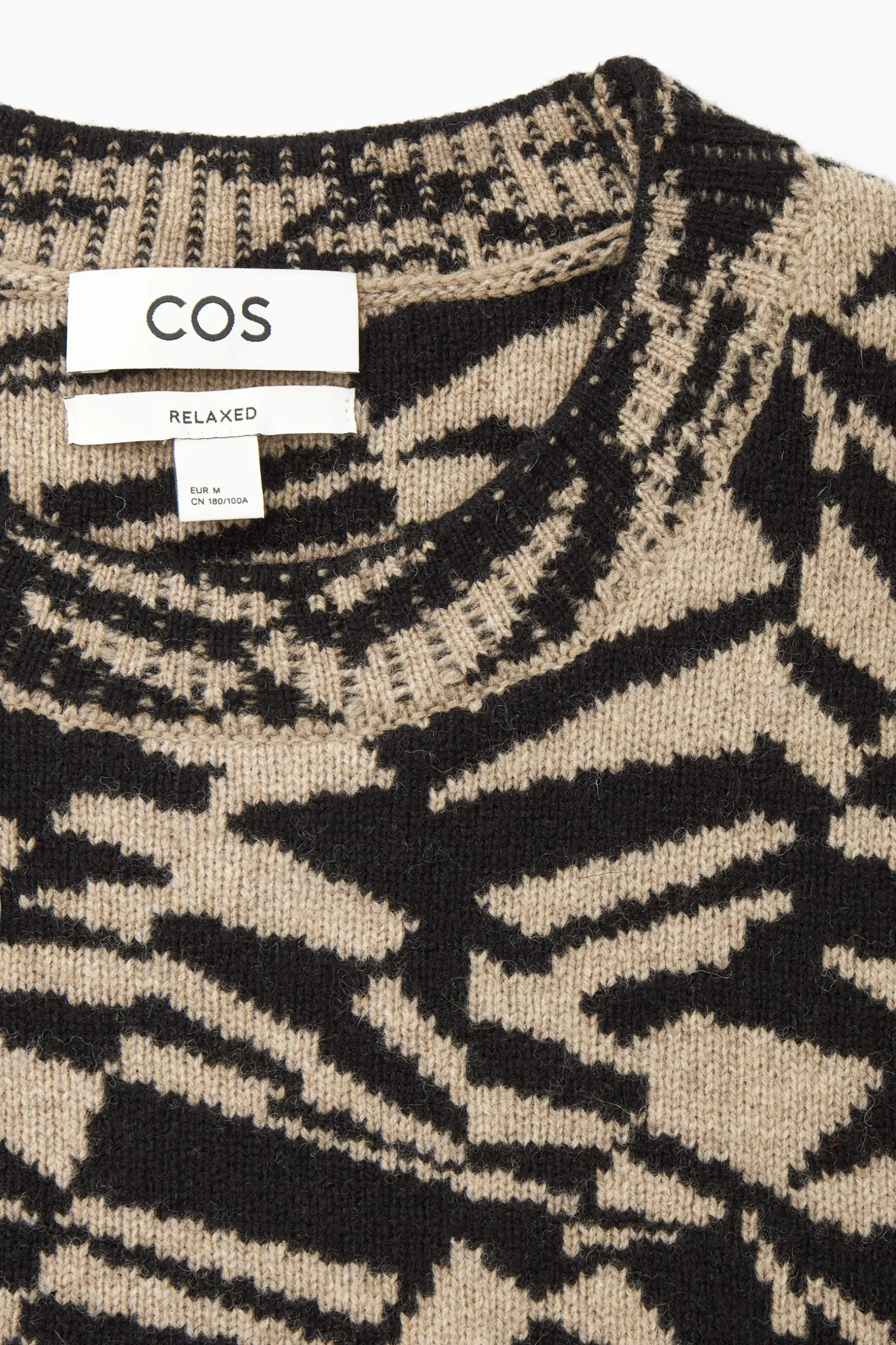 Discount COS WEŁNIANY ŻAKARDOWY SWETER W GEOMETRYCZNY WZÓR